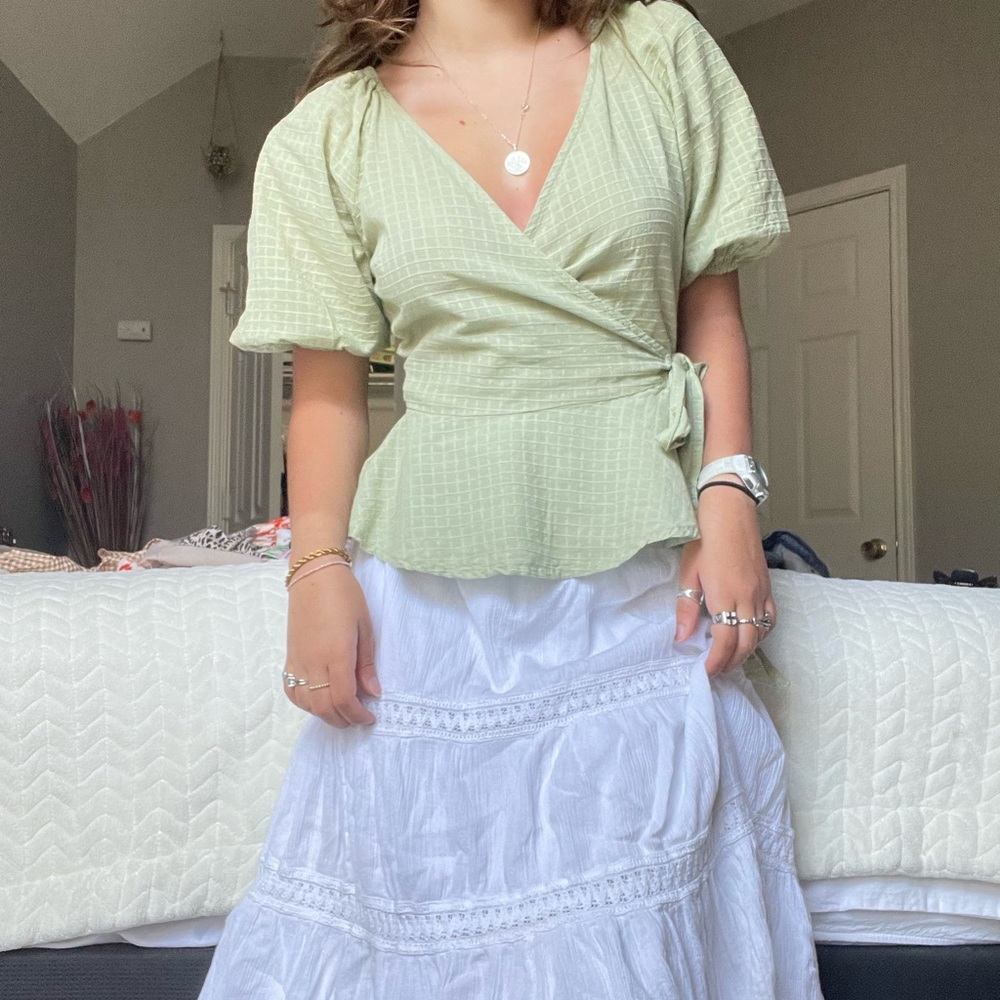 Universal Thread Sage Green Wrap Top - image 1